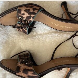 Isabella Fiore Animal Print Lace-Up Heels